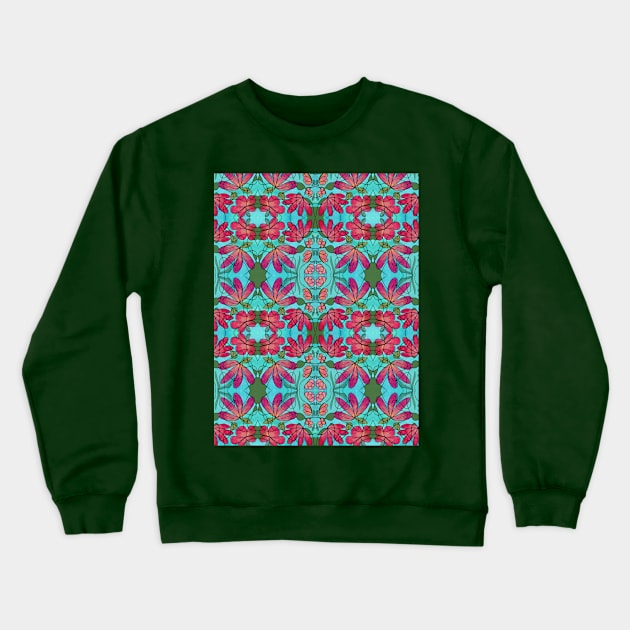 NEUROGRAPHIC RED & GREEN FLOWERS PATTERN Crewneck Sweatshirt by FLOWER_OF_HEART